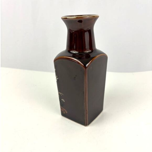 VTG Brown Japanese Gold Trim Details Floral Bud Vase - Picture 8 of 14